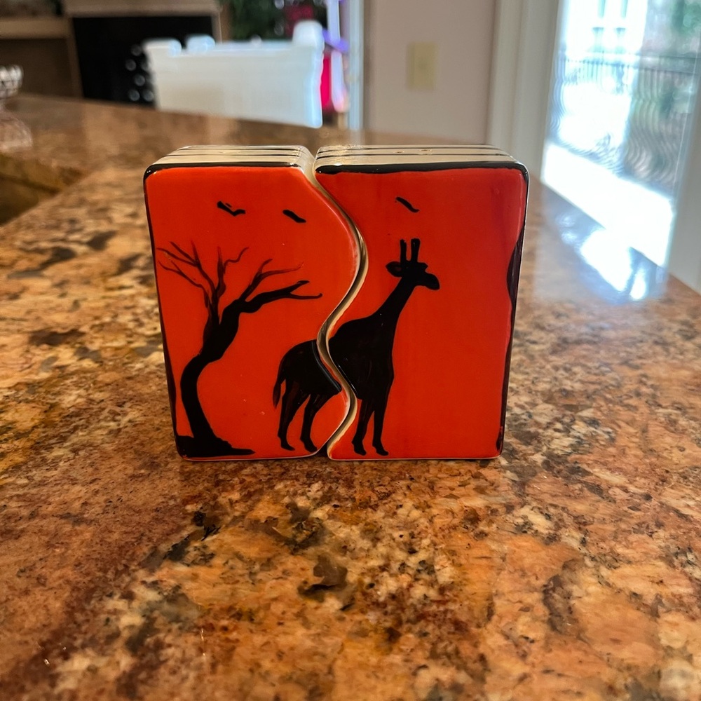 Red Giraffe Ceramic Salt and Pepper Shakers